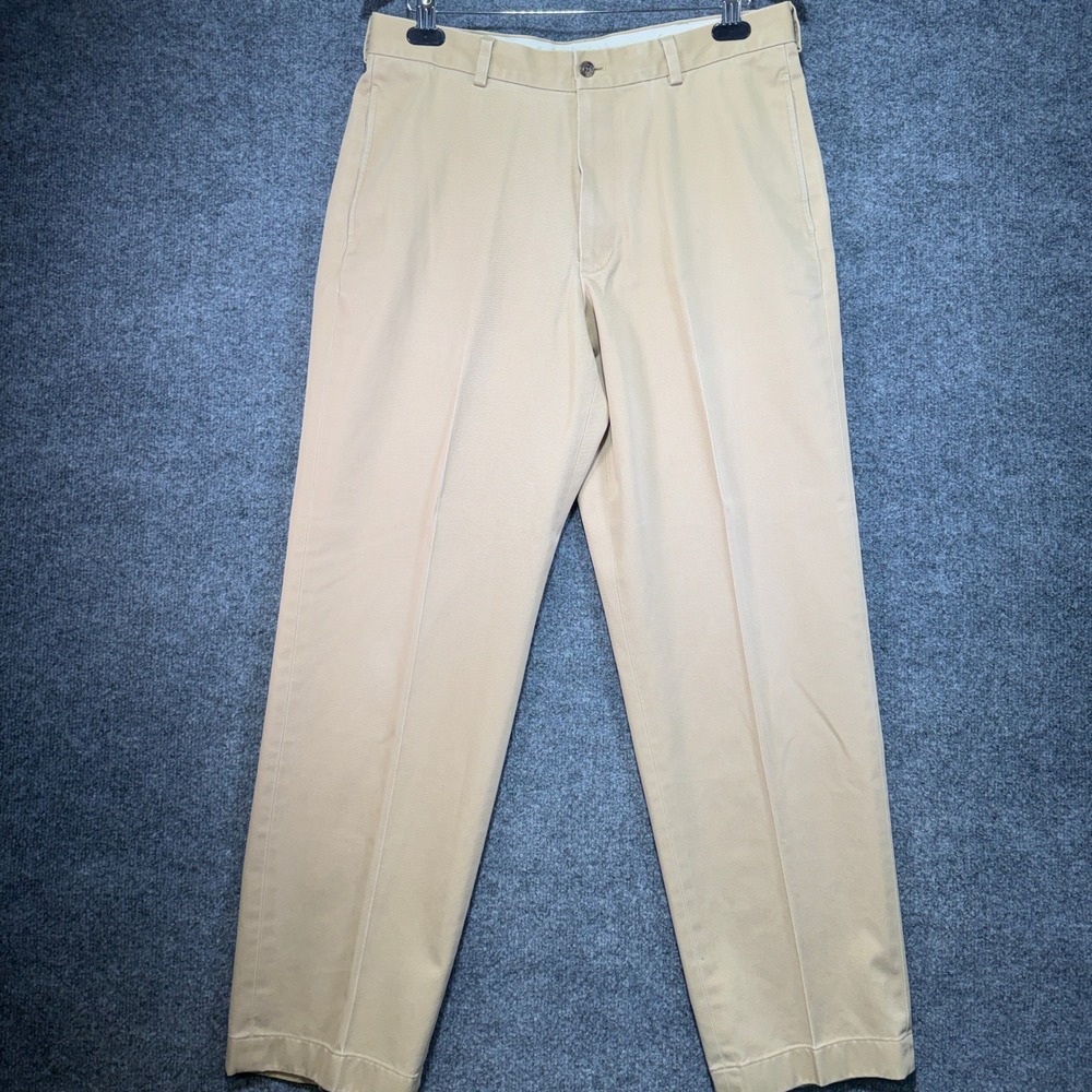 Brooks Brothers Hudson Advantage Chino Pants Mens 34x32 Tan Khaki Twill Preppy
